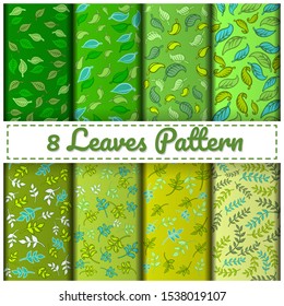 8 Leaves Pattern background set color green.