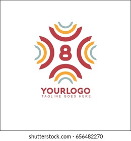 8 letter abstract logo design template. Line vector symbol. Premium elegant sign mark icon