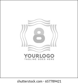 8 Letter Abstract universal premium logo design. Creative wave line symbol. Luxury letter water and wind vector illustration.