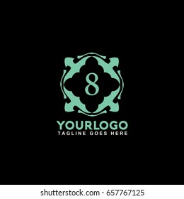 8 Letter Emblem of the weaving circle logo. Monogram design element, graceful template. Simple identity design for Royalty, business card, Boutique, Hotel, Heraldic, Web design. 