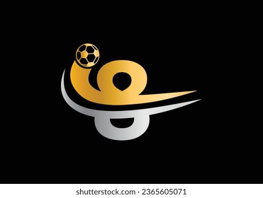 8 Letter with Football Sports Logo Template Design. For Football Club Symbol Vector Template