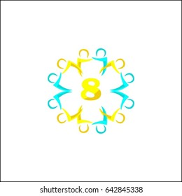 8 letter icon. Social relationship logo and icon. You can use in the club, unity, group , community, care, sport and other organization concept of pattern.