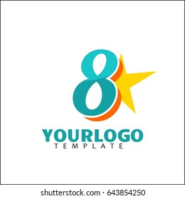 8 letter identity. Colorful logotype concept. Creative brand design and Unique symbol with star.