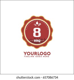 8 Letter Retro Vintage Insignia, Logotype, Label or Badge Vector design element, business sign template.