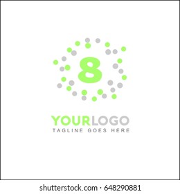 8 Letter Tech Brand Identity. Abstract Pixel Logo Design Element