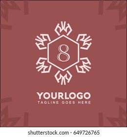 8 letter vintage monogram set logo. Vector emblem for calligraphic luxury design and retro ornamental illustration.