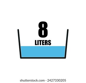 8 liters icon. Liquid measure vector design in liters isolated on white background