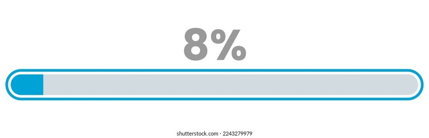 8% Loading. 8% progress bar Infographics vector, 8 Percentage ready to use for web design ux-ui