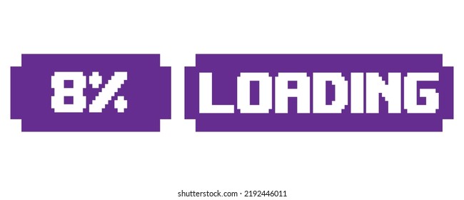 8% Loading vector art illustration percentage counter sign label with fantastic font and purple white color