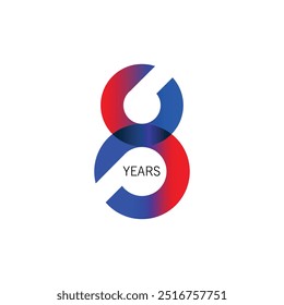 8 Logo, 8th Years Anniversary Logo, 8 birthday,  Vector Template Design element for birthday, invitation, wedding, jubilee and greeting card illustration.