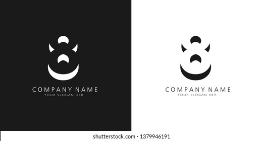 8 números de logotipo diseño moderno en blanco y negro
