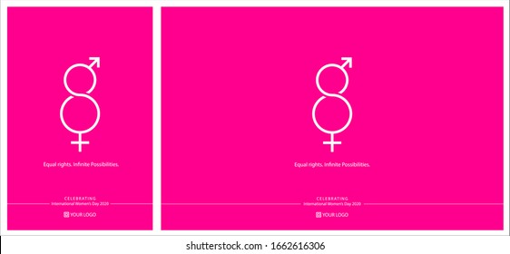 8 March, 2020. International Women's Day Poster. Happy Mother's Day. Equal Right For Men And Women. Vector Illustration.