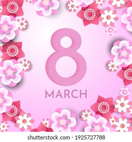 8 march background design with flowers and gradient background