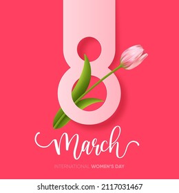 8 March background design. Minimal vector illustration.