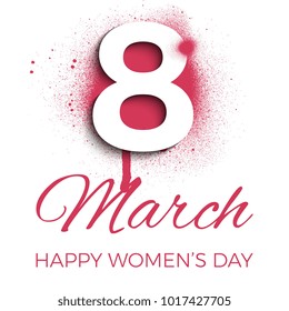 8 march banner design layout with brush strokes and paint splashes and text for greeting cards, posters, invitations, brochures to International Women’s Day