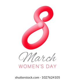 8 march banner design layout with fluid figure and text for greeting cards, posters, invitations, brochures to International Women’s Day