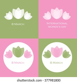 8 March brown International women's day green pink set