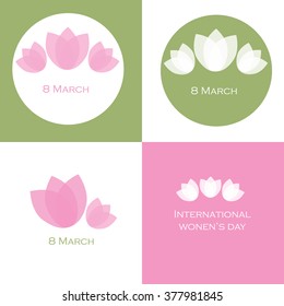 8 March brown International women's day green pink set