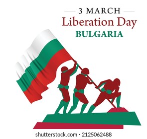 8 March Bulgaria Liberation Day Concept. Soldier Hand Holding Bulgaria Flag Vector Illustaration