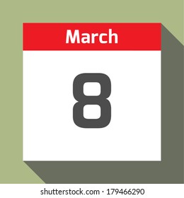 8 March calendar. Calendar Days Of Year Set 2