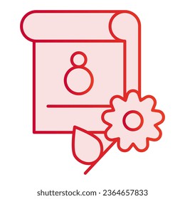 Icono plano del calendario 8 de marzo. Iconos rosados de fecha festiva en estilo plano moderno. Diseño de estilo de gradiente mensual, diseñado para web y app. Eps 10