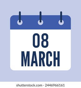 8 de marzo. Fondo gris. Calendario de Vector.