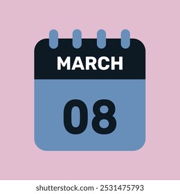 8 march calendar icon vector number date design background