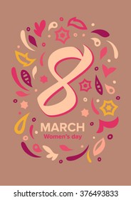 8 march calligraphy, greeting card
