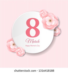 8 March Card With Gradient Mesh, Vector Illustration