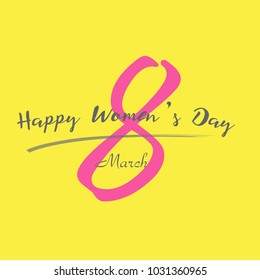 8 March card with hand lettering text . Vector
