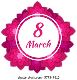 8 March card. Vector illustration. Template also can be used for greeting card, invitations, sale information, birthday card and etc.