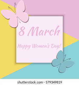 8 March card. Vector illustration in pastel colors. Template also can be used for greeting card, invitations, sale information, birthday card and etc.