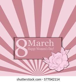 8 March card. Vector card for International women's day. Also template can be used as a greeting card. invitation, birthday card, sales information background and etc.