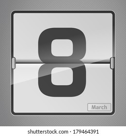 8 March counter calendar. Calendar Days Of Year Set 1