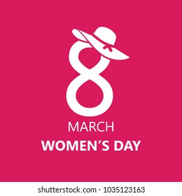 8 March creative logo vector design with international women's day icon. Women's day symbol with lotus. Minimalistic design for international woman holiday concept. Vector illustration