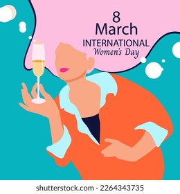 8 March Day greeting card. International Women's Day. Stylish flat graphics and original design