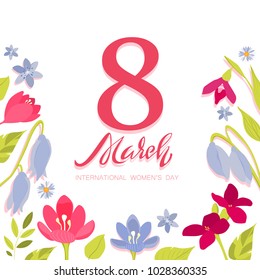 8 March Day. Happy Women's Day greeting card.