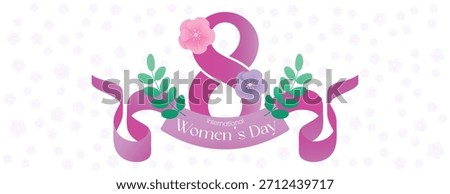 8 March Women’s Day horizontal banner template with floral decorative background, stylish website header layout, modern  Womens Day social media cover design for digital marketing and celebrations
