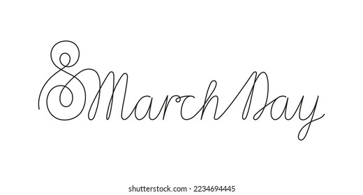 8 march day, international women day, one line art continuous drawing. Greeting girls, women, senior grandmother. Single black outline. Vector illustration