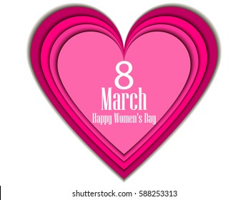 8 March day. International Women's day. Paper heart. Vector illustration