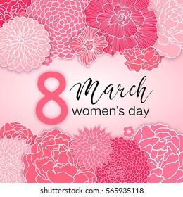 8 March Design with Flowers. International Women's Day Background. 