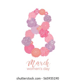 8 March Design with Flowers. International Women's Day Background. 