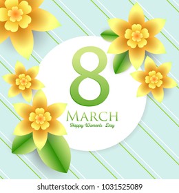 8 March. Floral Greeting elegant card design. Happy Women's Day. Mother's Day Vector illustration