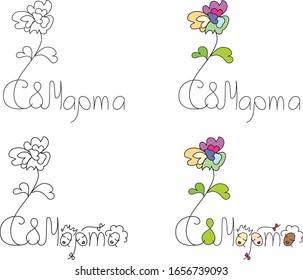 8 march flower girls women abstract on white background