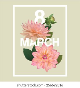 8 march flower template greeting card