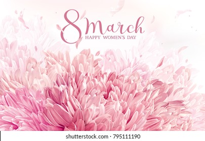 8 March flower vector greeting card  with lettering design