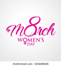 8 March with Gray Background. Happy Women's Day. Vector illustration