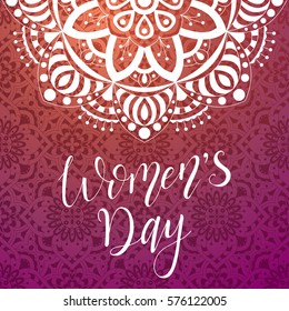 The 8 of March greeting card. Creative template with quote for Happy Women's Day. Vector illustration for poster or banner