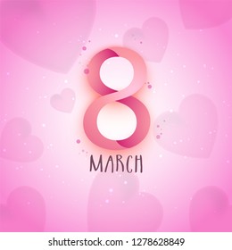 8 march greeting card design for women's day celebration concept.