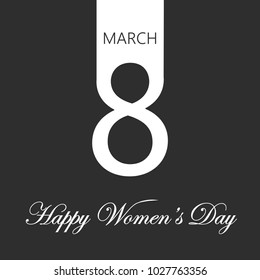8 March greeting card with hand written text. Women's day greeting card. Vector